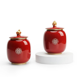 中式茶叶罐储存密封罐精品高档陶瓷茶叶包装盒收纳罐结婚婚庆用品