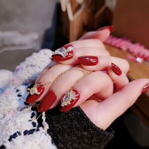 婚礼孕妇可用结婚红色穿戴新娘美甲贴片秀l禾服可拆卸指甲中国风