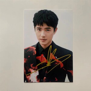 f家刘昊然签名周边明4款定t妆照名刘昊然亲笔签 照 6寸 信片 家居