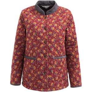 [中老年女装夹衣外秋春套新款时尚妈妈装休闲夹克v上棉奶奶薄棉开