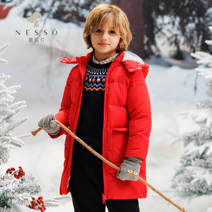 nesso蘑菇灯儿童羽绒服2022春季男童中大童中长款加厚白鸭绒保暖