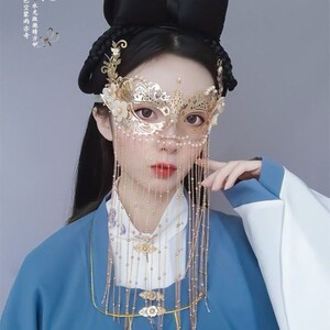 面具遮嘴国风下半脸神秘上半脸直播女美女帅气网红面纱古风面罩