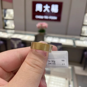 周大福传承素金福慧情侣对戒克减75黄金足金戒指计价指环 f214040