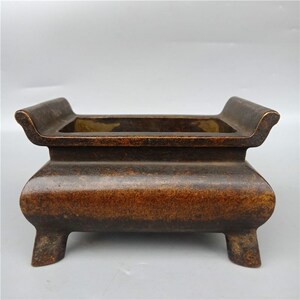 仿古老铜四方马槽炉四方案头炉玉堂包浆铜老道方香炉