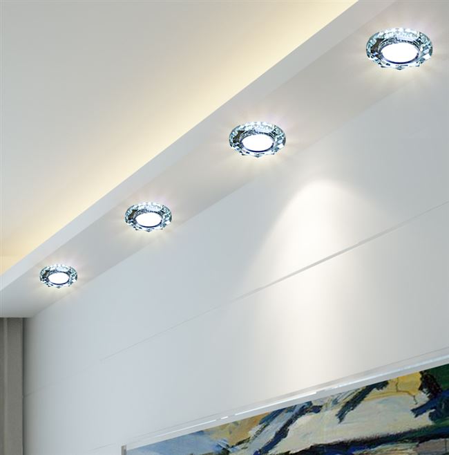 新品水晶筒灯3w射灯嵌入式客厅吊顶孔灯超薄led天f花灯家用桶简灯