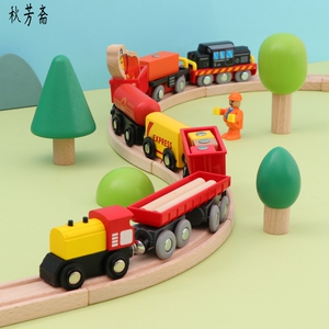 火车套装磁力玩具儿童磁性轨道滑行益智木制益智兼容木质轨道brio