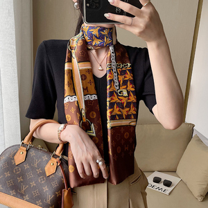 适用 lv02 多功能长条小丝巾春绑包发带气质女扎头发领巾洋气飘带