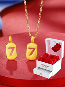 七夕礼物送女友黄金项链2021年新款数字7爱妻周大福周大生周六福