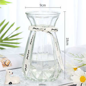 玻客瓶花创明厅竹插透花皿合大加贵风器家璃子花信厚盆用百富号意