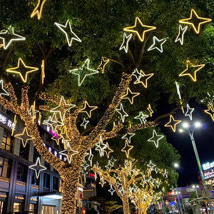 春节过新年挂树星星灯四角星北极星街道商场工程装饰彩灯闪灯串灯