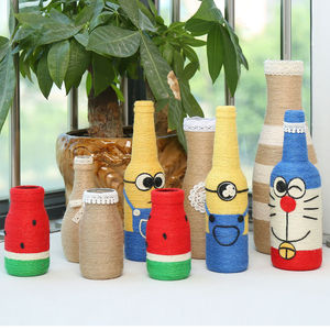 diy手工花瓶材料包幼儿园制作编织麻绳创意彩色麻绳绳子装饰品线