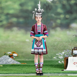 新款侗族服装贵州广西少数民族服饰刺绣款式儿童款盛装苗族演出服