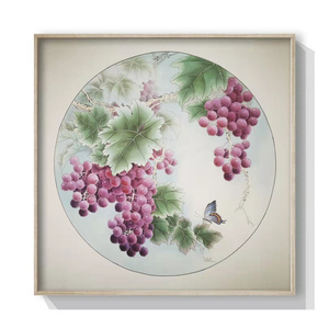 22硕果清香葡萄图国画z工笔纯手绘直径50cm成品白描代画临摹a