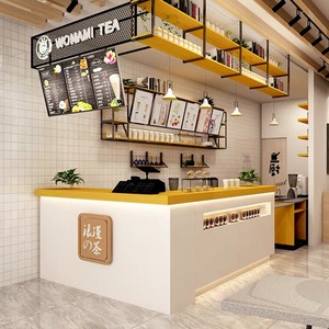 定制咖啡水果厂家奶茶直销超市收银烤漆弧形大理u石汉堡吧台炸鸡