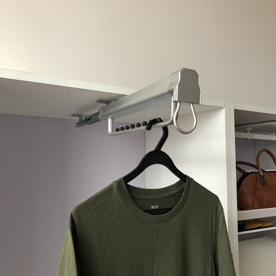 久匠一心衣柜p子内j里面铝合金可伸缩衣架器顶装双导轨挂衣杆抽推