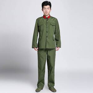 65式军套装老式军绿色演出服的确良男女老兵聚会怀旧衣服六五军装