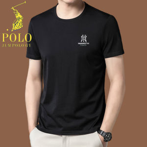 劲霸世家保罗桑蚕丝短袖t恤男夏季时尚潮流男装绣花冰丝半截