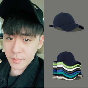 张云雷同款帽子男ins潮纯色棒球帽显脸小夏季网红软顶蓝色鸭舌帽