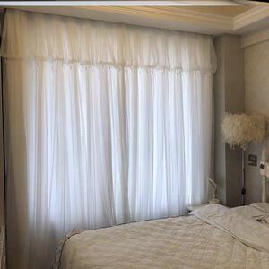 窗帘纱幔布料高级感窗纱客厅卧室白色纱帘成品透光不透人雪纺门帘