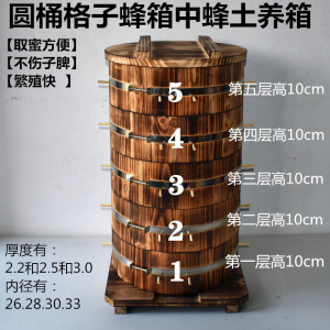 中蜂蜂箱土养蜂箱圆桶蜂箱大户养殖蜂箱多功能强蜂杉木格子蜂箱