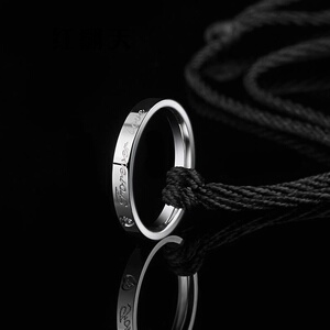 黑绳项链女吊坠气质简约黑绳子带戒指情侣挂绳挂脖个性百搭