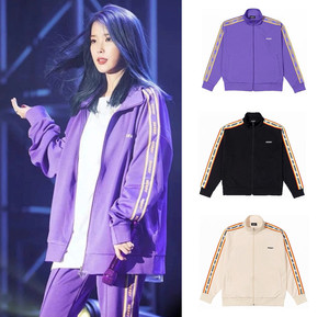 2022新款nerdy韩国潮牌紫色运动套装串标iu明星同款情侣宽松外套