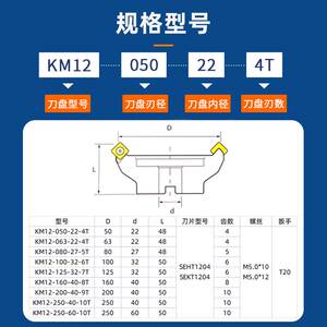 数控铝用铣刀盘km12铣刀盘飞刀盘加工中心45度平面刀盘轻型铣刀盘