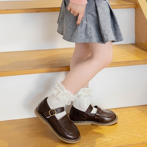 小女孩夏天穿的袜子儿童配公主鞋女童配小皮鞋的袜子带蕾丝花边