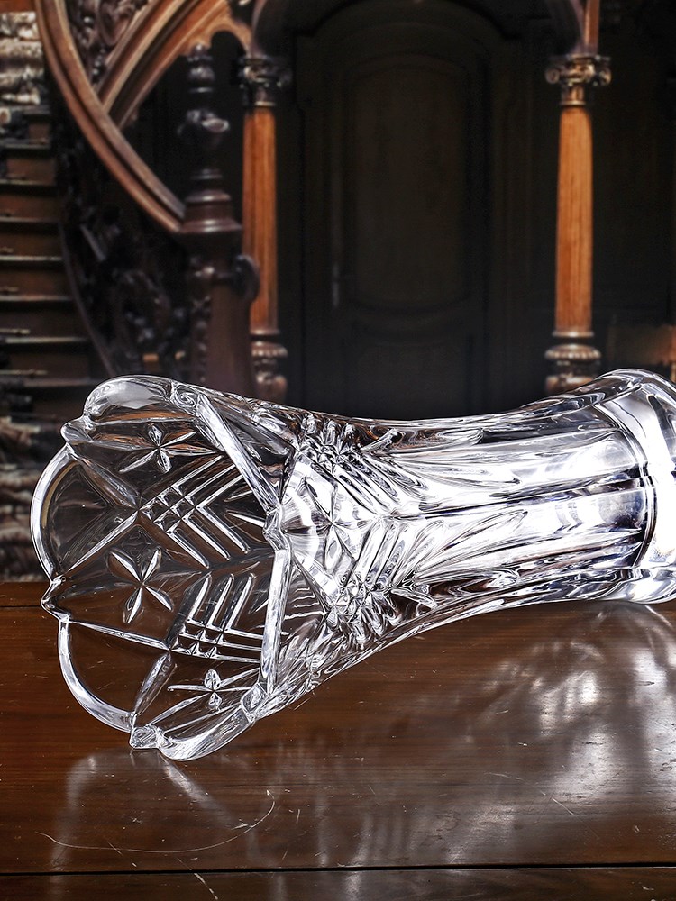 档插厅透桌高办小客摆水件晶贵花玻水花璃进花富花瓶养公干口竹明