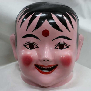 日本购老头d大头娃娃喜庆民间塑料道具男孩女孩秧歌舞龙舞狮面具