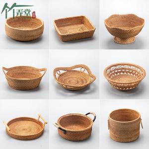 手工越南秋藤编织水果茶点干果盘零食客厅桌面家用餐具日用百货果