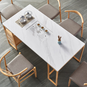 新中式茶桌椅组合烧水茶台岩板功夫茶几大理石茶桌喝茶办公室会客