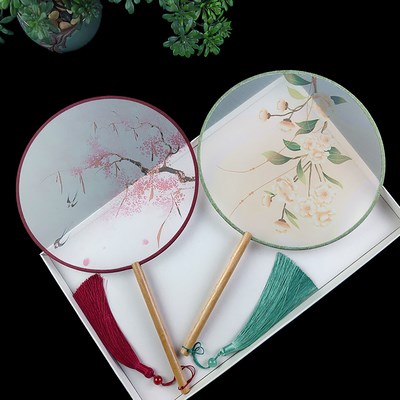 团扇古风扇子f中典风古国圆扇八瓣汉代古服配饰流苏旗袍芒种双面