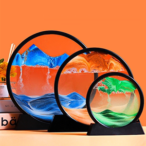 北欧3D解压流沙画创意沙漏玻璃摆件办公室桌面家居立体装饰艺术品