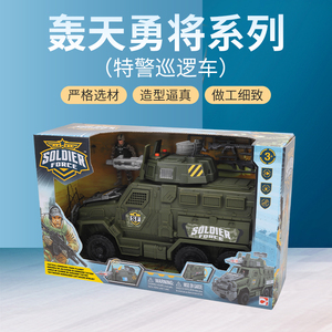 Chap Mei集多美轰天勇将特警巡逻车士兵组合场景声光儿童模型玩具
