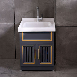 洗手盆与拖把池组合太空铝小户型阳台洗衣机柜组合一体拖把池滚筒