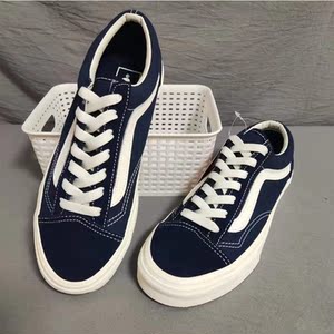 万斯低帮藏蓝色style36权志龙gd同款蓝白色男女休闲滑板帆布鞋潮