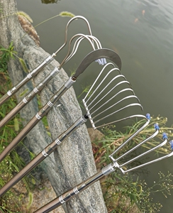 草洞神器水面除水草刀加长伸缩耙子三爪捞打窝钓鱼刀耙子打捞钩