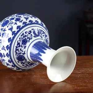 青花瓷花瓶摆件客厅插花仿古小装饰工艺品景德镇陶瓷器新中式花器