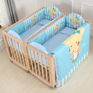 维茵双胞胎婴儿床可拆分拼接大床边多功能宝宝bb双人新生儿摇篮童