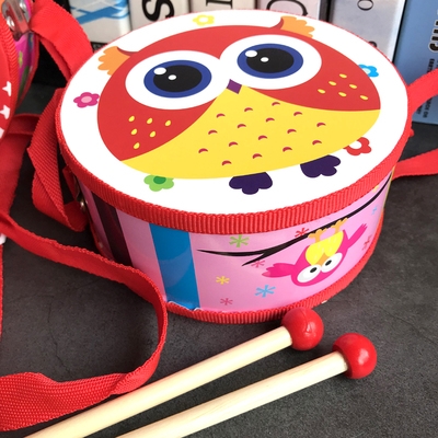 22儿童双面鼓木质双面手敲鼓宝宝新生婴儿玩具打击乐器传统腰鼓a