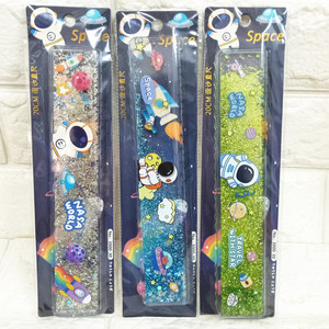 太空宇航员流沙尺卡通动漫炫酷高颜值宇宙火箭金粉流动绘画尺刻度尺