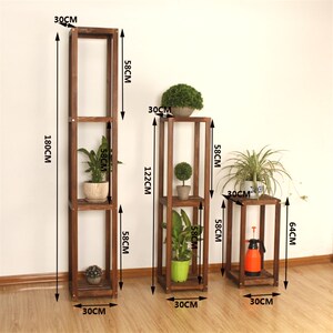 经济型木质工艺花架架q子盆景架木头植物架室内超高多肉多层地面