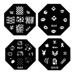 美甲印花模板qa蓝色膜钢模印花印板模板印章刮油钢花指甲刀胶模板