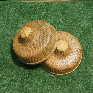 竹编帽子竹编手工海南渔民帽大檐遮阳环卫农民帽儿童舞台道具帽竹