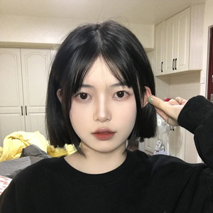 假发女短发日常韩式蓬松中分八字刘海短直发自然逼真仿真全头套式