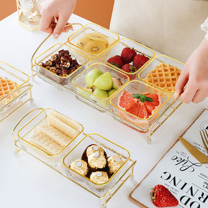 精致轻奢水果盘家用客厅茶几2022新款玻璃干果糖果盒收纳盒零食盘