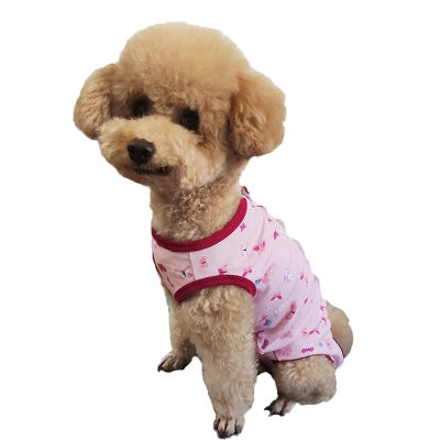 泰迪狗狗衣服春夏薄款粉色印花z母狗包肚子护肚背心绝育术后护理