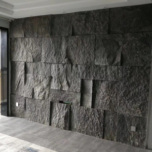 定制天然石材黑白灰锈石皮蘑菇石自然面客厅外墙电视文化石背景墙