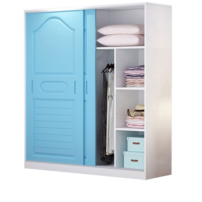 实木儿童衣柜女孩男孩推拉门公主粉色卧室欧式移门简易衣橱包安.